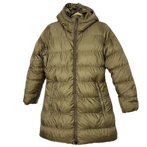 Patagonia Puffer Coat‎ Womens M Green Goose Down Hooded Parka Long Winter